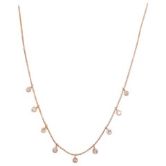 Estate White Diamond Necklace in 14 Karat Rose Gold