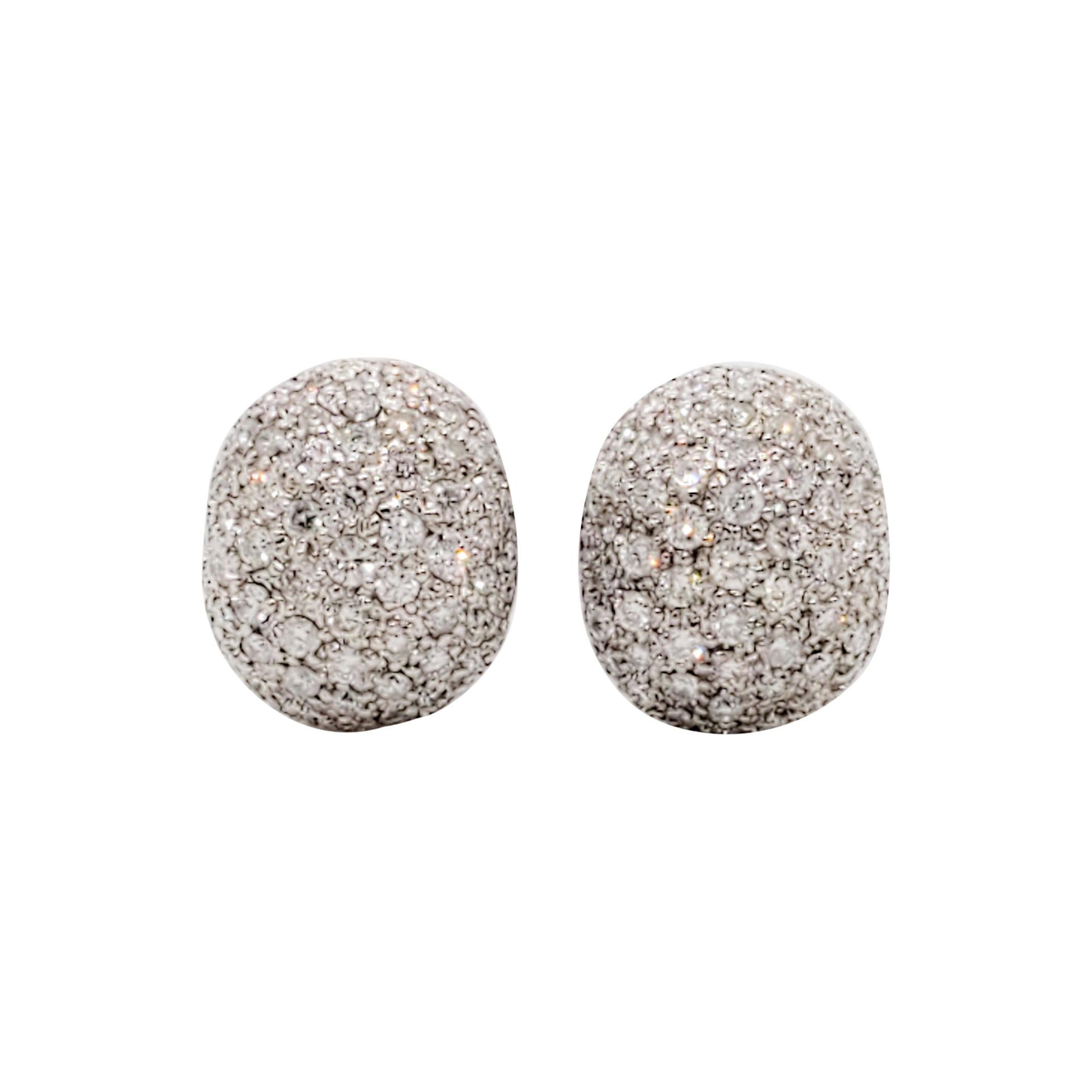 White Diamond Pave Earrings in 18k White Gold For Sale