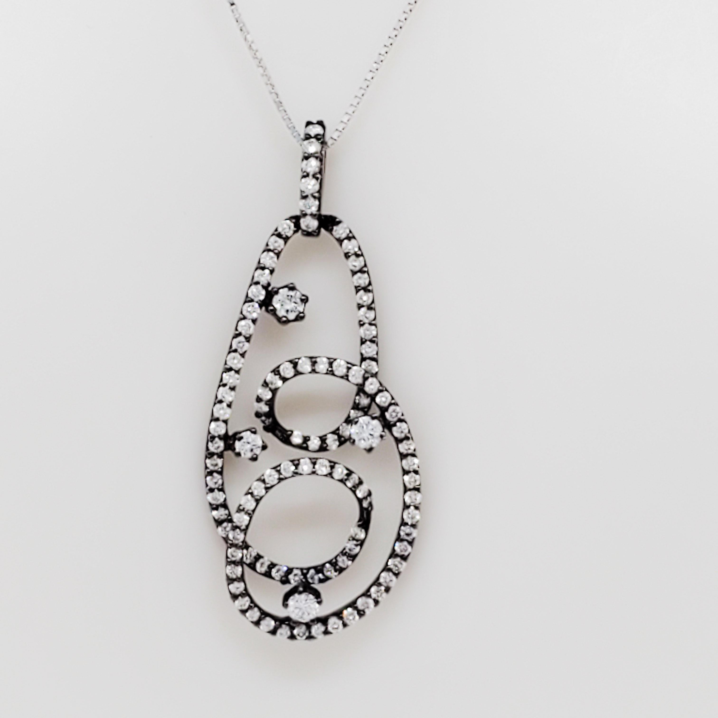 White Diamond Pendant in 14k White Gold and Black Rhodium In New Condition For Sale In Los Angeles, CA