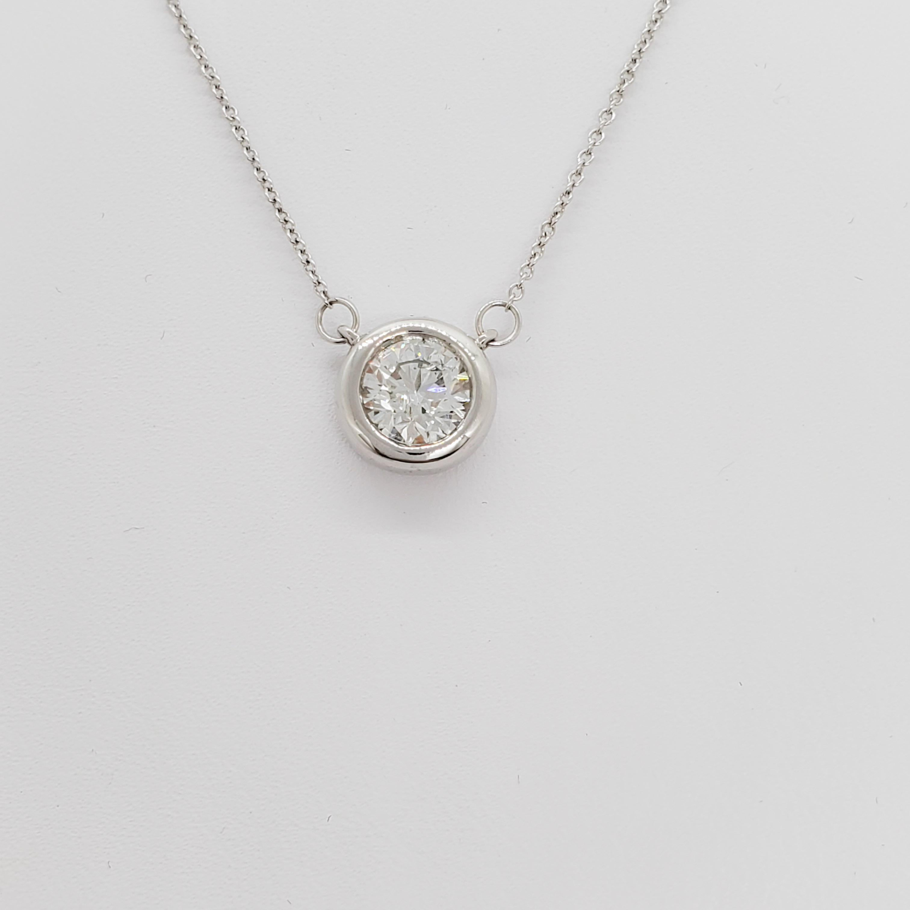Women's or Men's Estate White Diamond Pendant Necklace in 14k White Gold