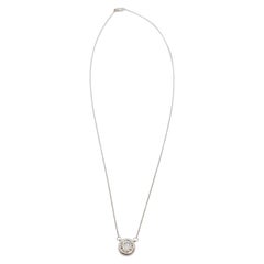 Estate White Diamond Pendant Necklace in 14k White Gold