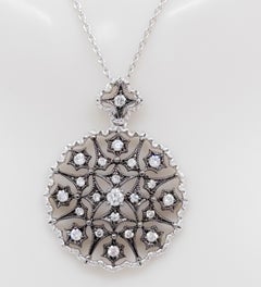White Diamond Pendant Necklace in 18k White Gold and Black Rhodium