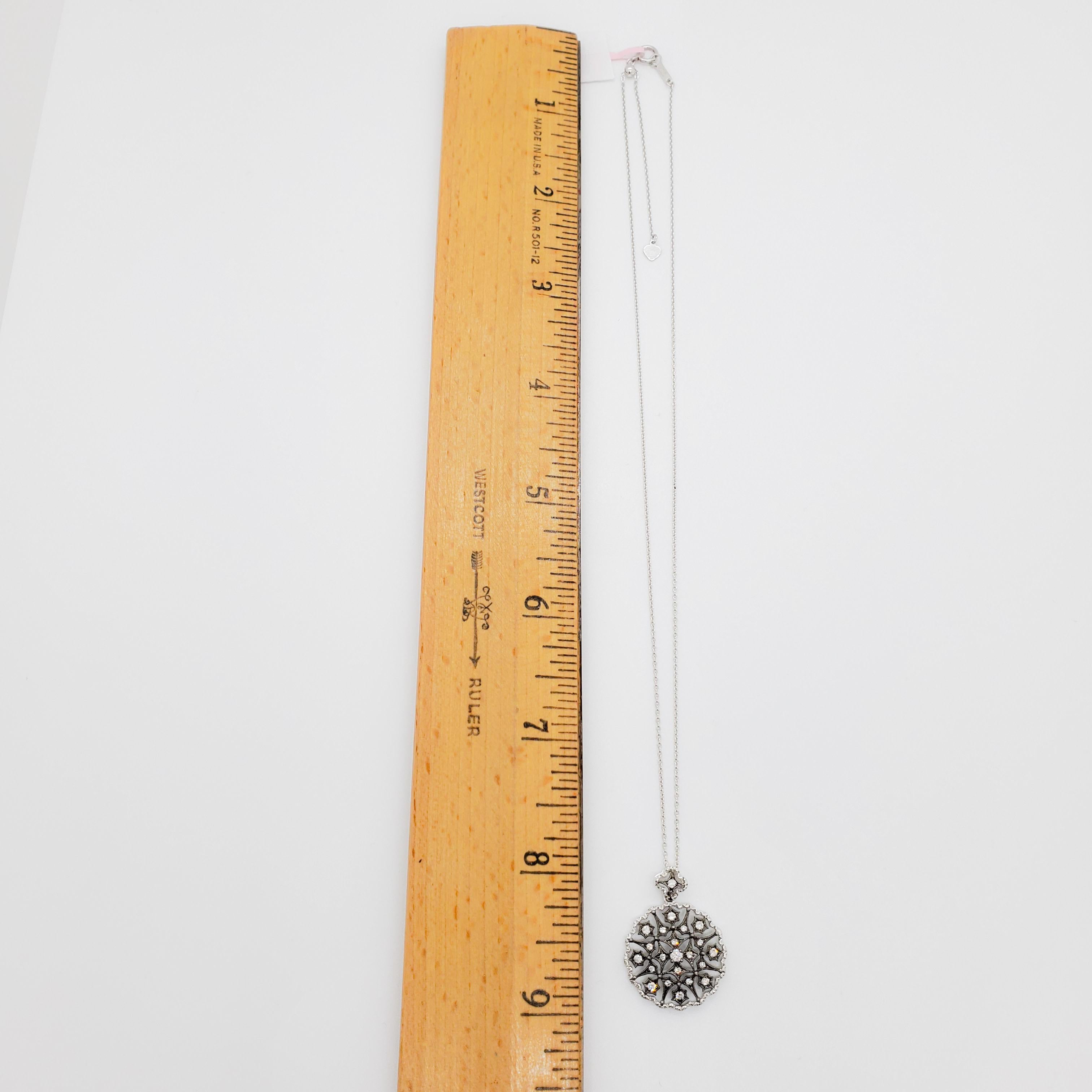 da uomo o donna Collana con diamante bianco in oro bianco 18 carati e rodio nero in vendita