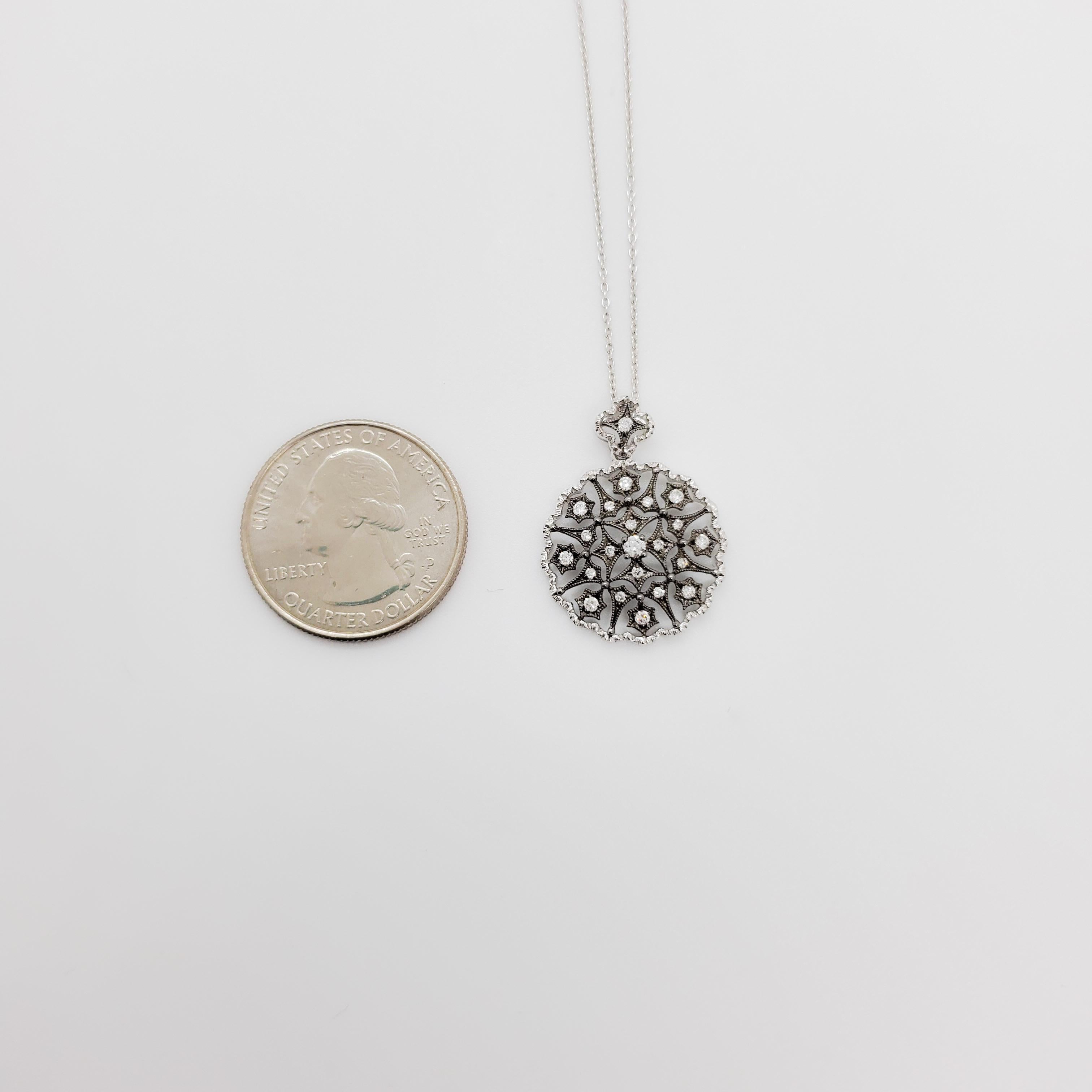 White Diamond Pendant Necklace in 18k White Gold and Black Rhodium For Sale 1