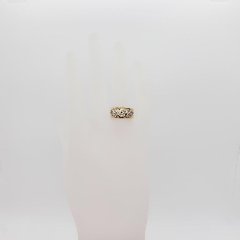 Estate White Diamond Ring in 18k Yellow and White Gold For Sale at 1stDibs