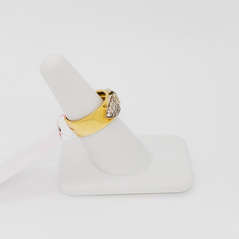 Estate White Diamond Ring in 18k Yellow and White Gold For Sale at 1stDibs