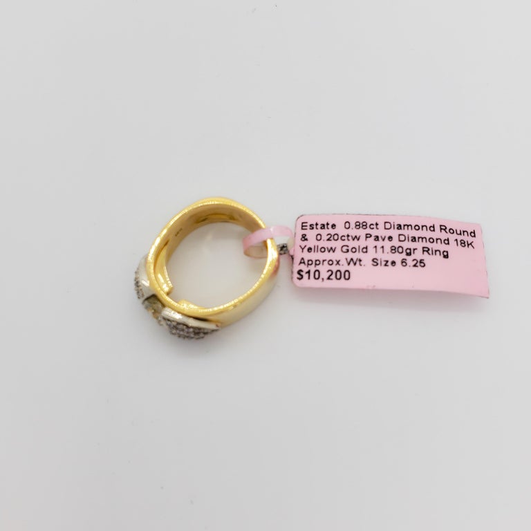 Estate White Diamond Ring in 18k Yellow and White Gold For Sale at 1stDibs