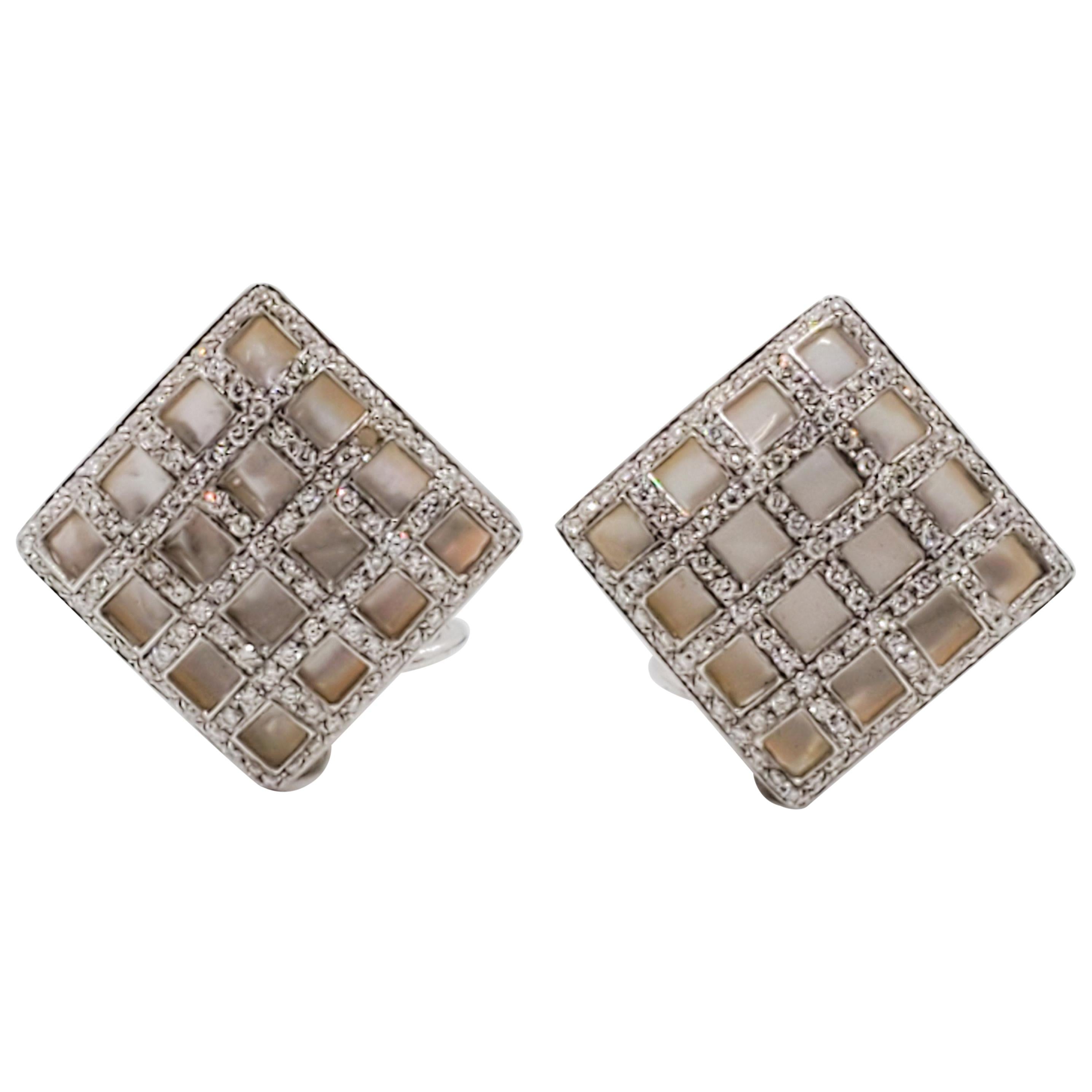 MotherofPearl and Diamond Earrings For Sale at 1stDibs
