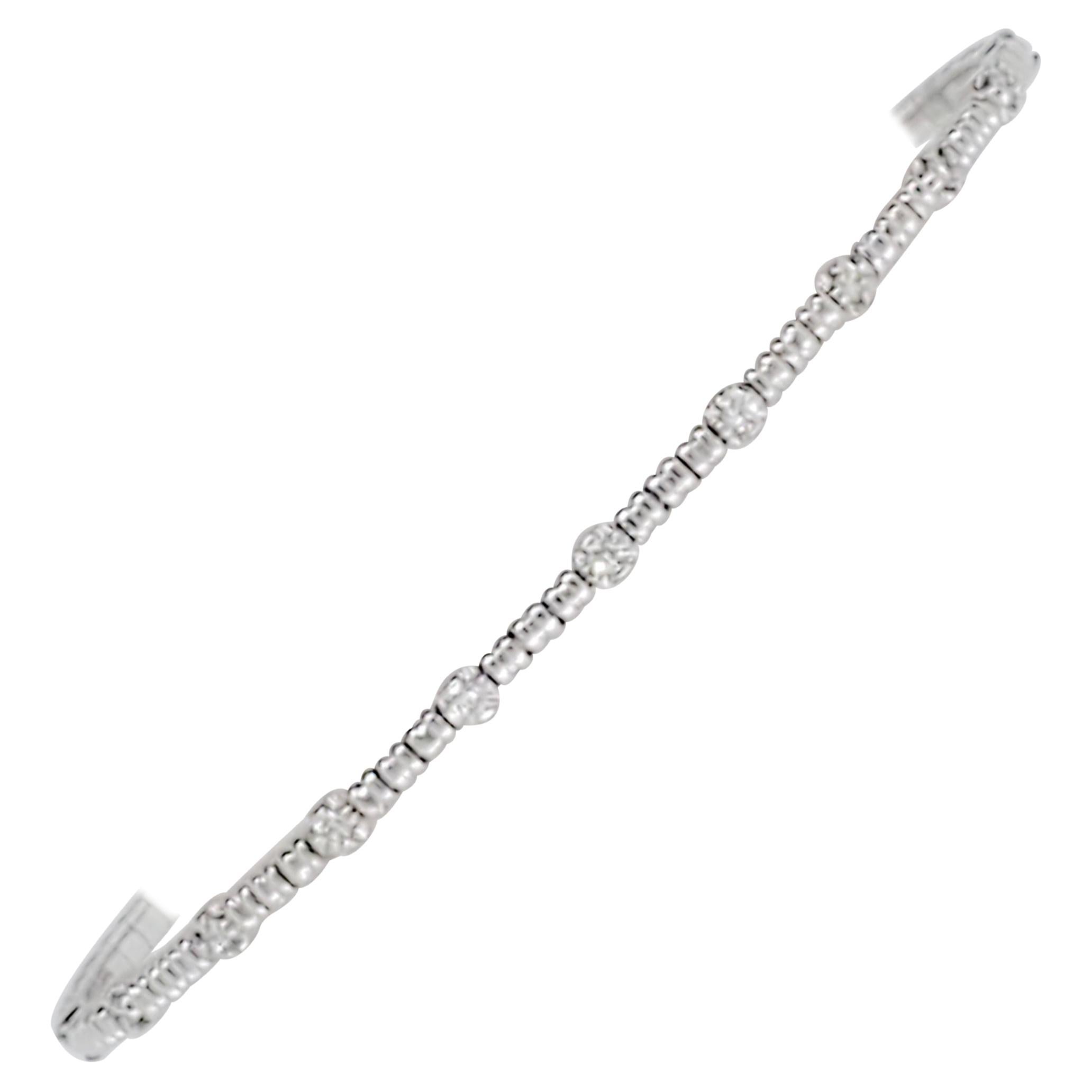 Vintage Estate 14 Karat White Gold Champagne Diamond Bracelet For Sale