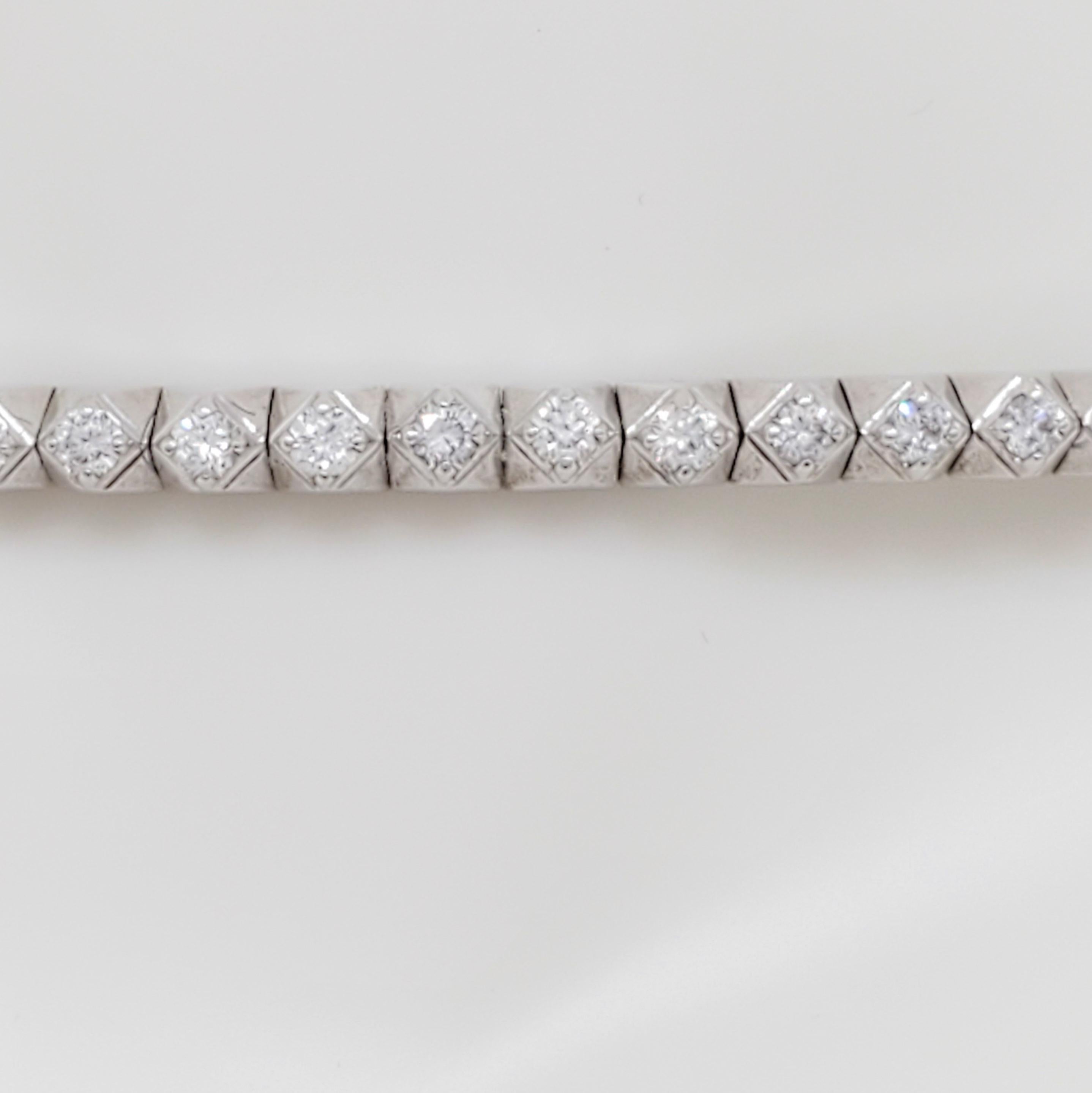 Round Cut Estate White Diamond Round Choker Necklace in 18k White Gold