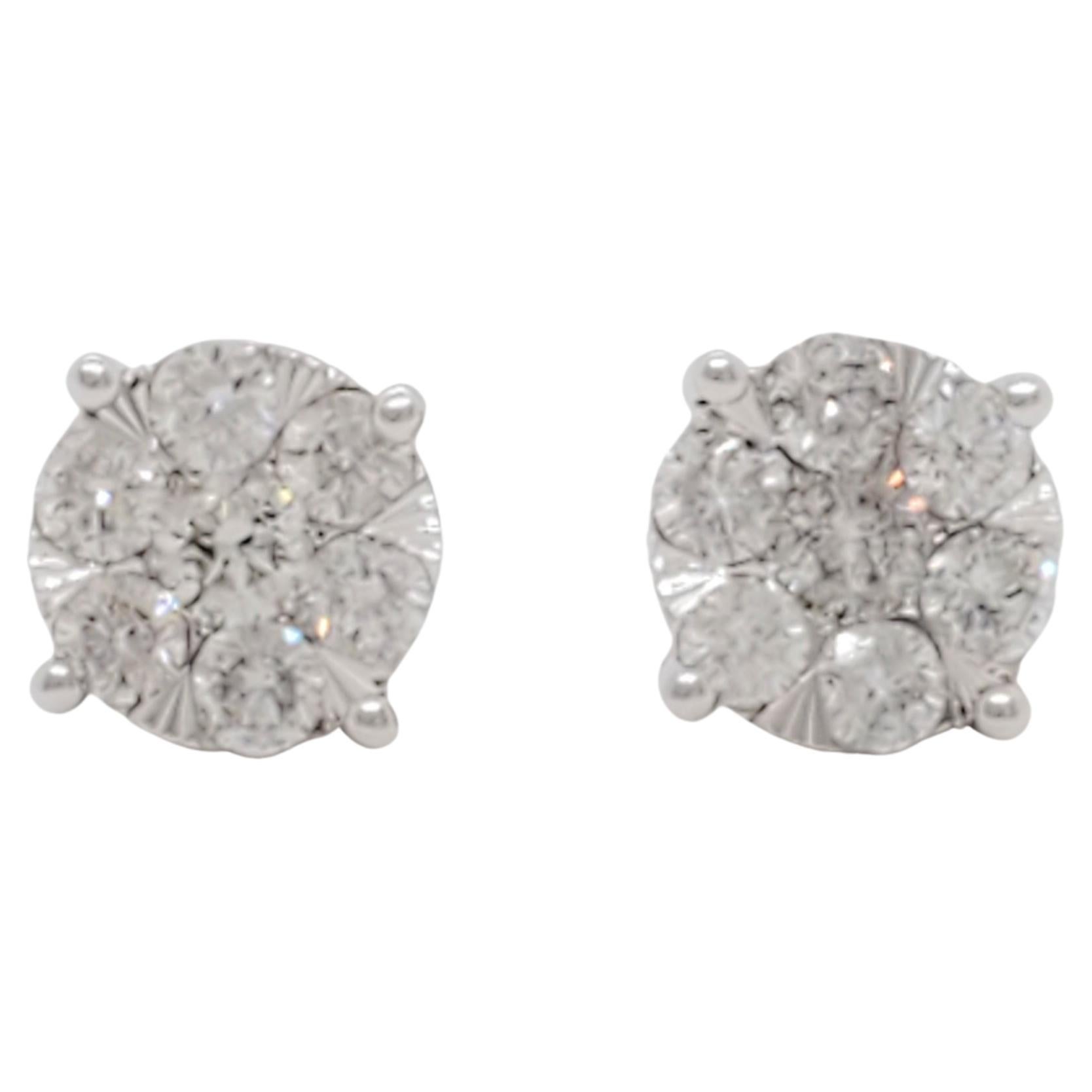 Beauvince Flower Cluster Diamond Studs in White Gold at 1stDibs