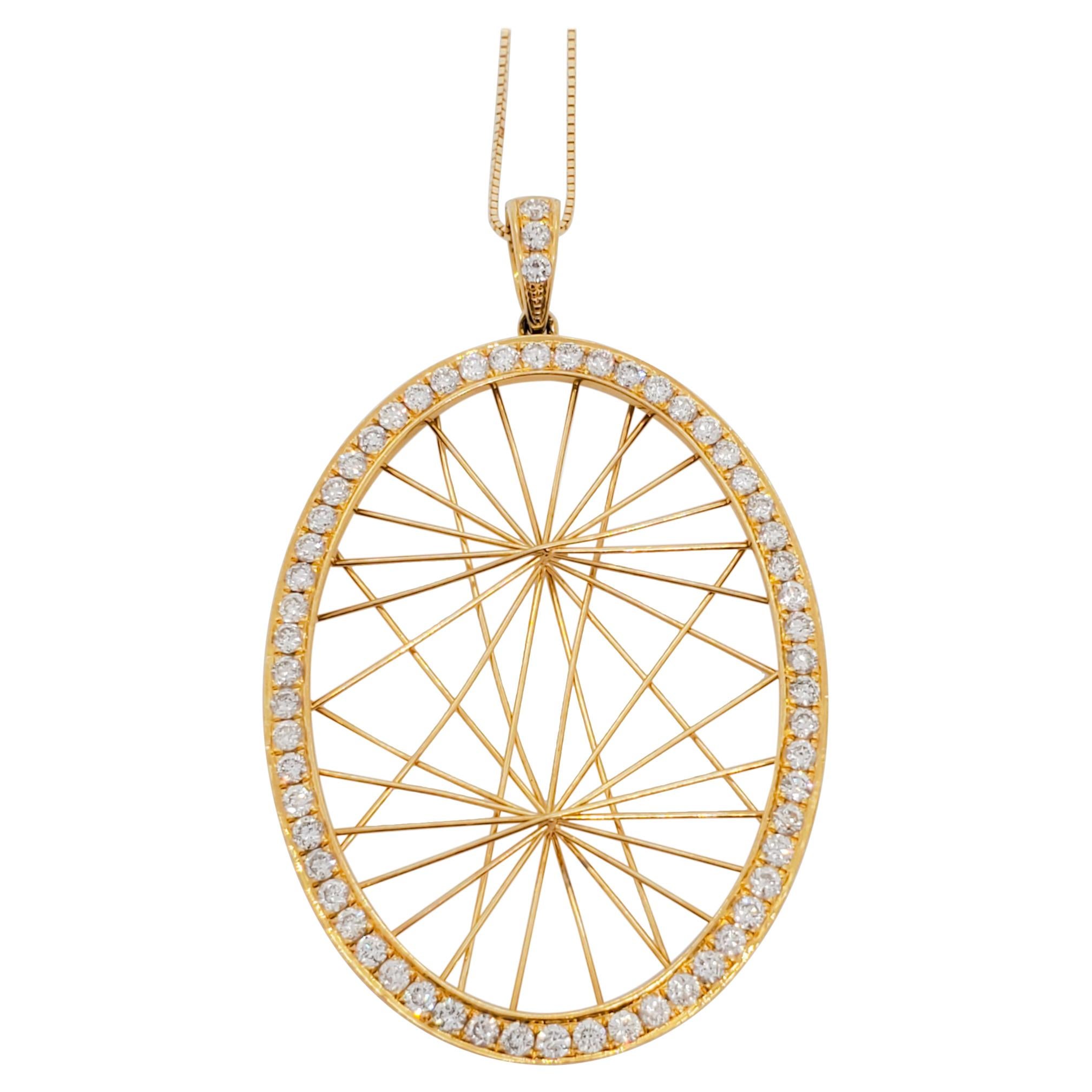 14k Yellow or Rose Gold Triangle Necklace with Diamond Dia.  0.21cts. 