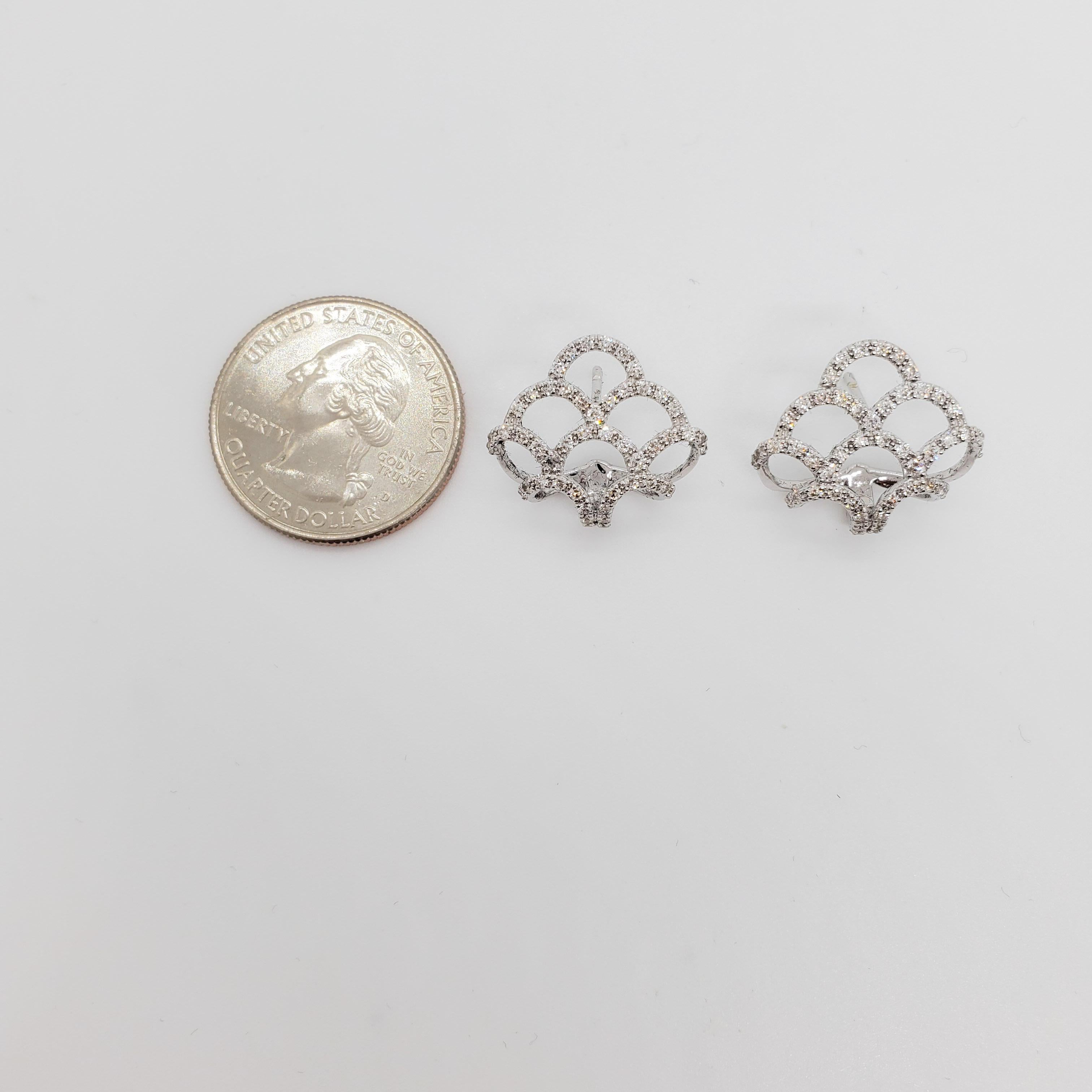 Round Cut  Estate White Diamond Stud Earrings For Sale