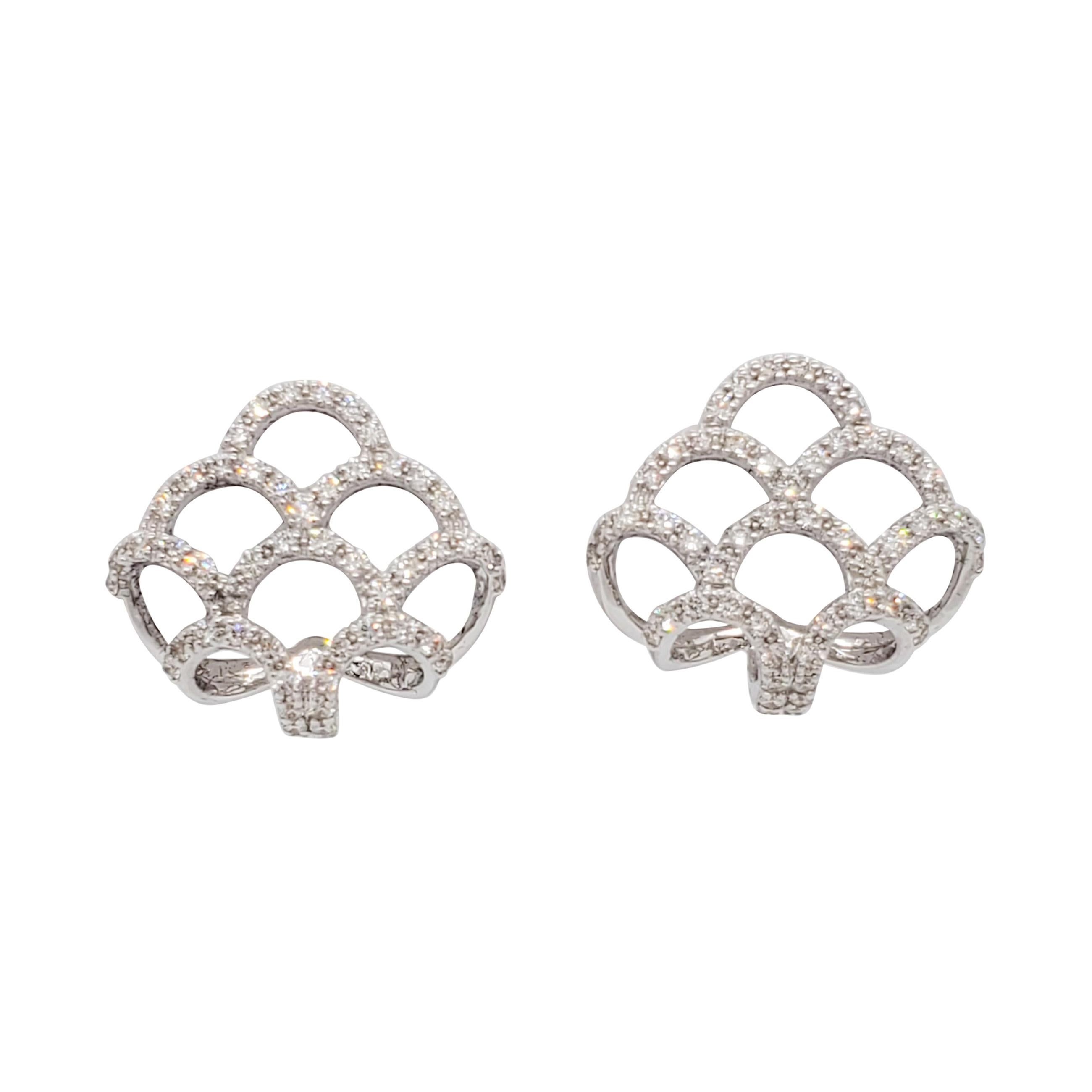  Estate White Diamond Stud Earrings For Sale