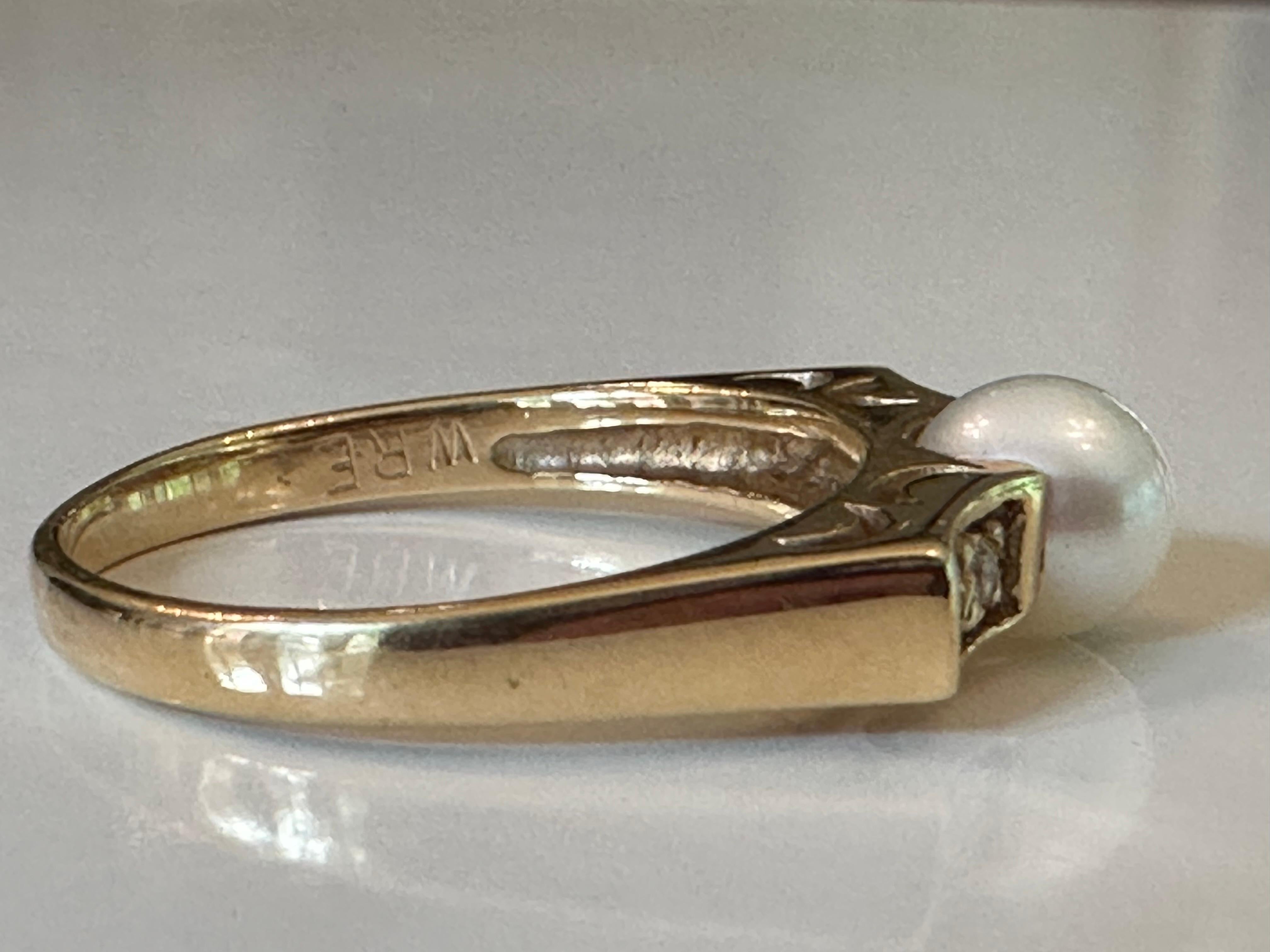 Anello con perle bianche e diamanti in vendita 5