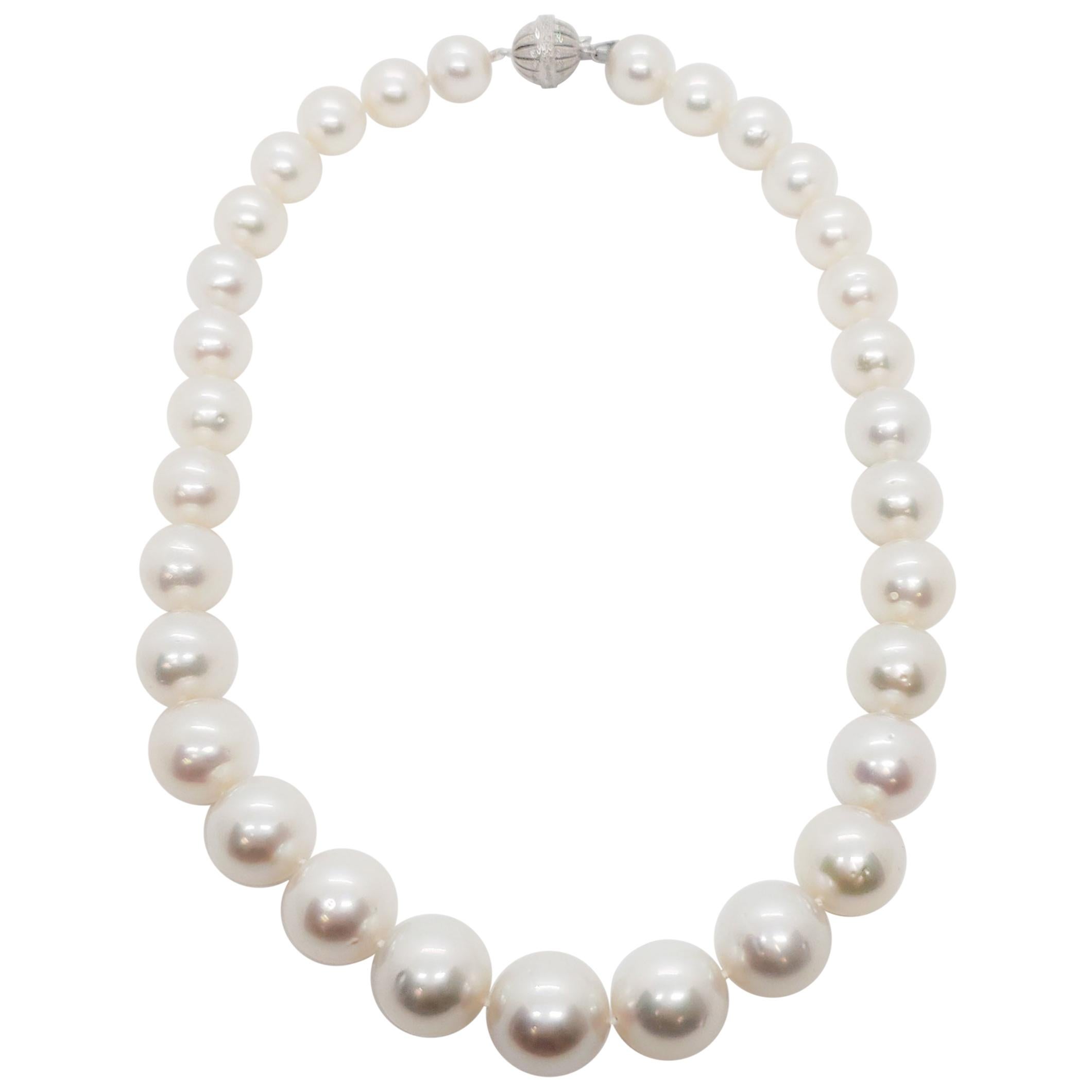 Estate White South Sea Pearls with Diamond Clasp