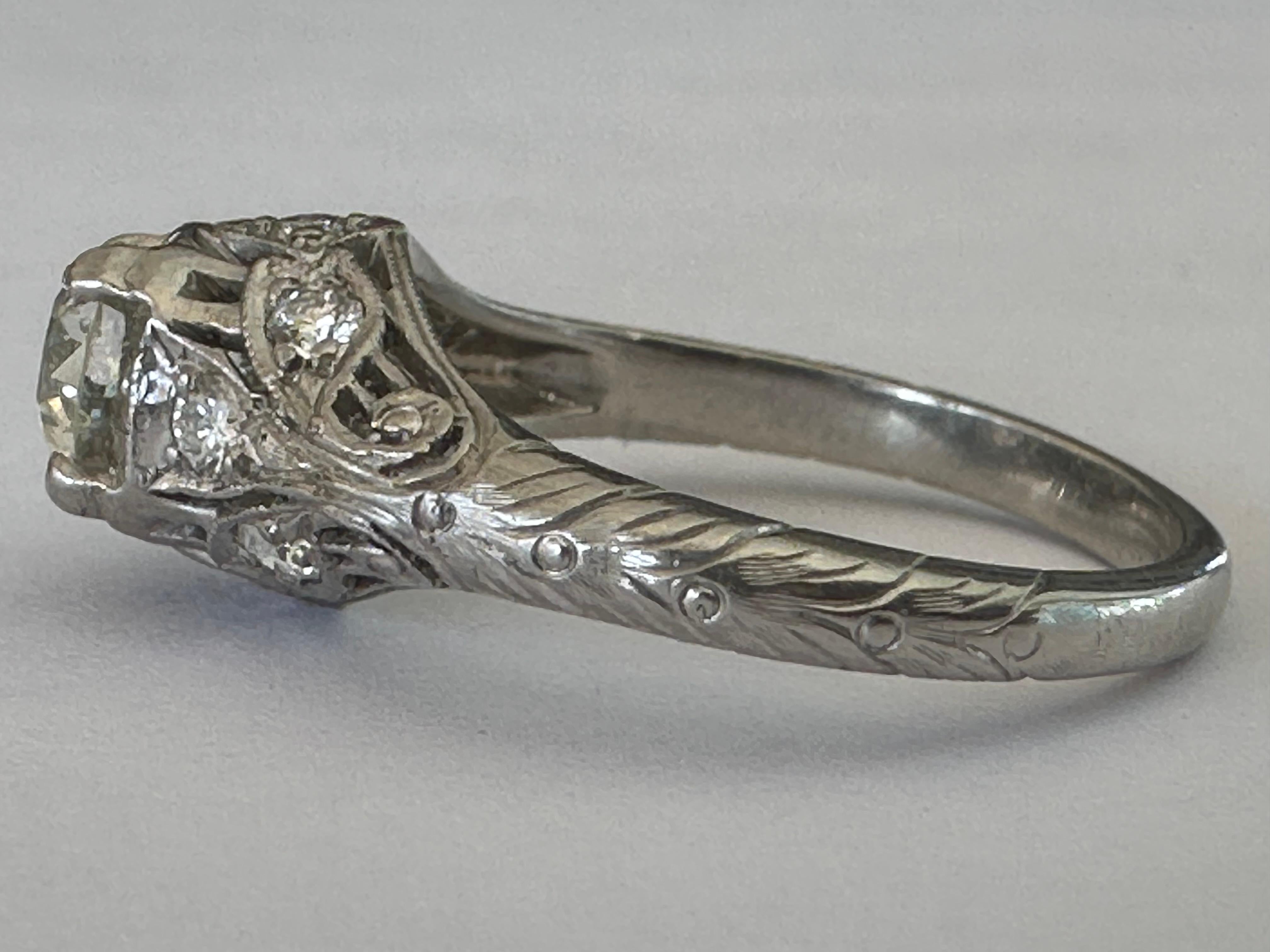 Old European Cut Estate Whitehouse Brothers Diamond Engagement Ring  For Sale
