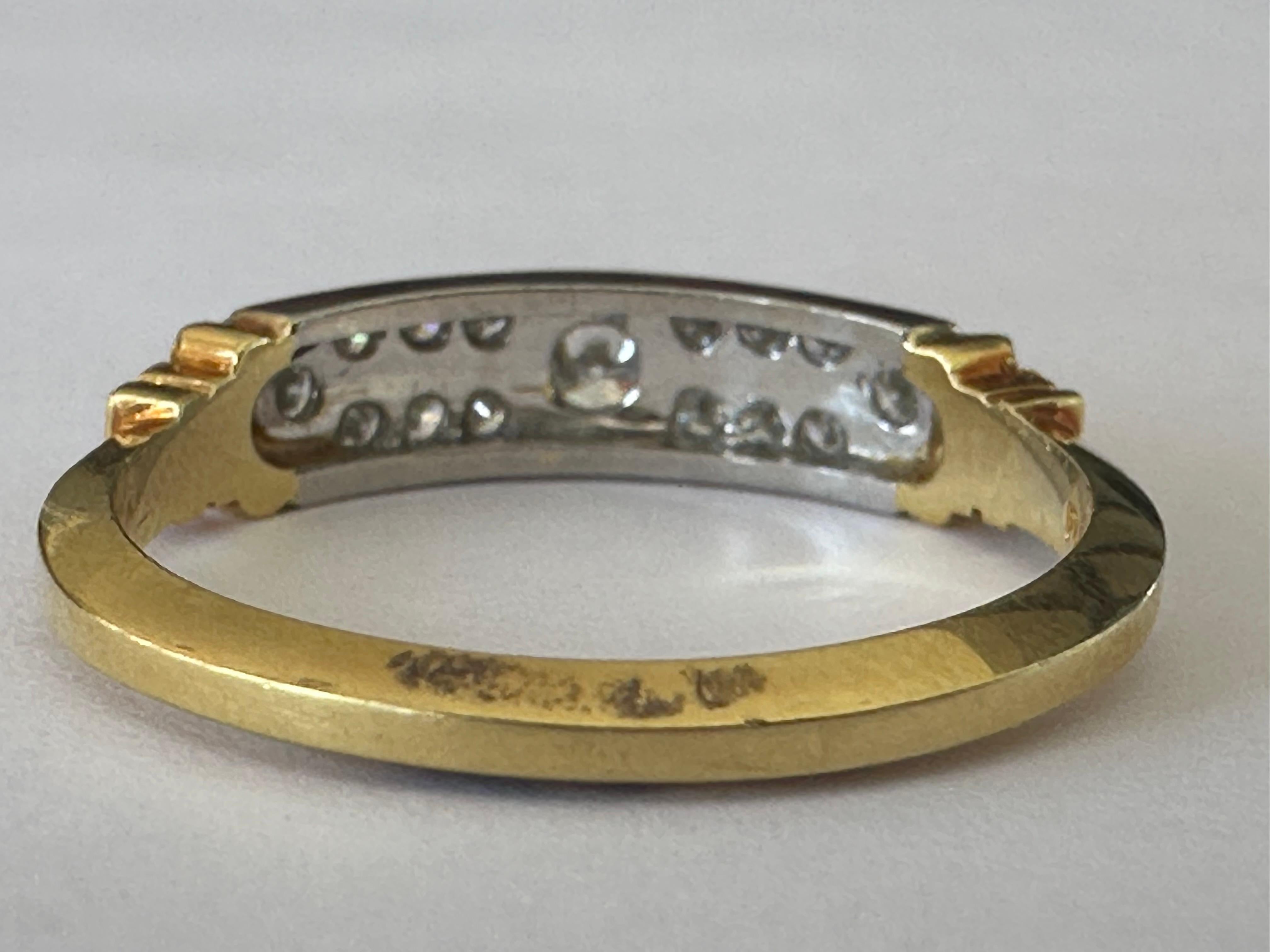 Estate Whitehouse Brothers Two-Tone Diamond Wedding Ring  In Good Condition For Sale In Denver, CO