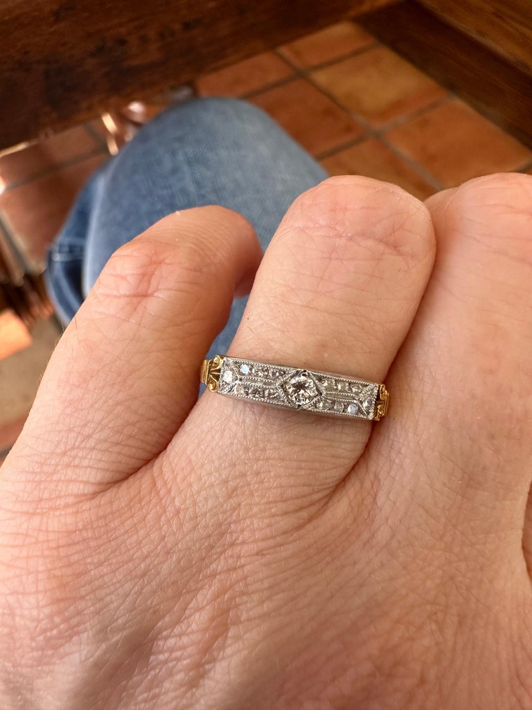 Estate Whitehouse Brothers Two-Tone Diamond Wedding Ring For Sale