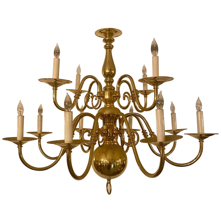 Bronze Chandelier With 8 Lights, Williamsburg Style Brass Chandeliers