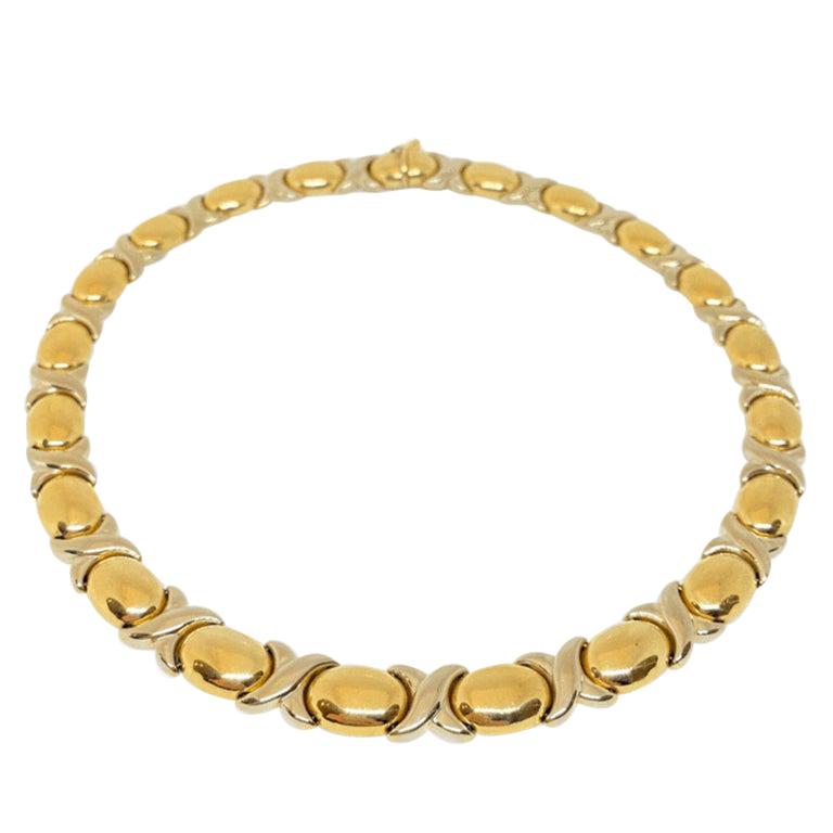 Estate "XO" Chain Necklace 14K Yellow & White Gold 42.80 Grams!