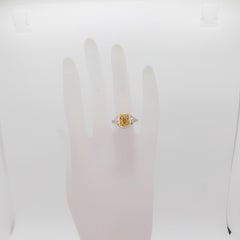 Estate Yellow Diamond Radiant and White Diamond Ring in 18 Karat Gold