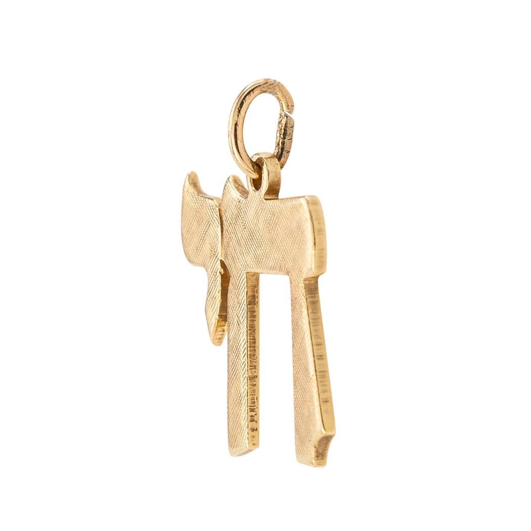 Yellow gold chai charm pendant circa 1970.  Clear and concise information you want to know is listed below.  Contact us right away if you have additional questions.  We are here to connect you with beautiful and affordable jewelry.

SPECIFICATIONS: