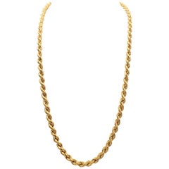 Estate Yellow Gold Long Rope Chain Necklace
