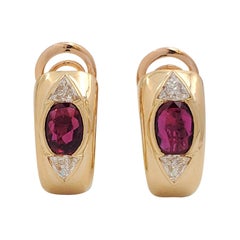 Estate Yellow Gold Ruby and Diamond Earrings