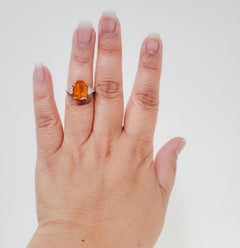 Estate Yellow Sapphire and White Diamond Three Stone Ring in 18k Gold