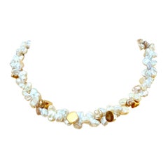 Estate Yvel 18k Yellow Gold Multi-Color Baroque Pearl Necklace 64.39 Grams
