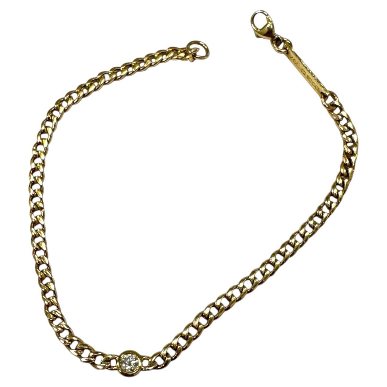 Pre-owned Zoë Chicco Estate Cuban Link Diamond Bracelet 14k Yellow Gold