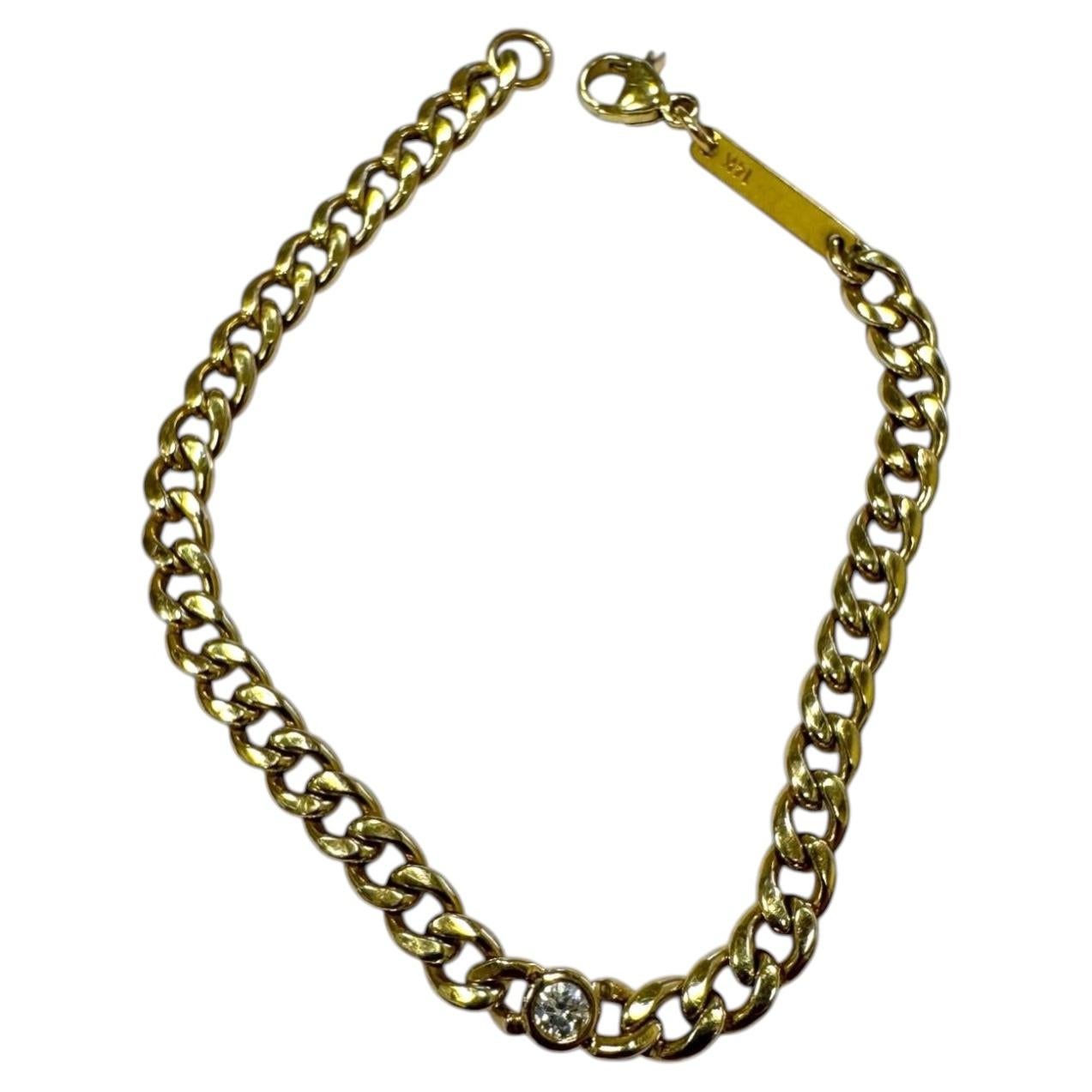 Pre-owned Zoë Chicco Estate Cuban Link Diamond Bracelet 14k Yellow Gold