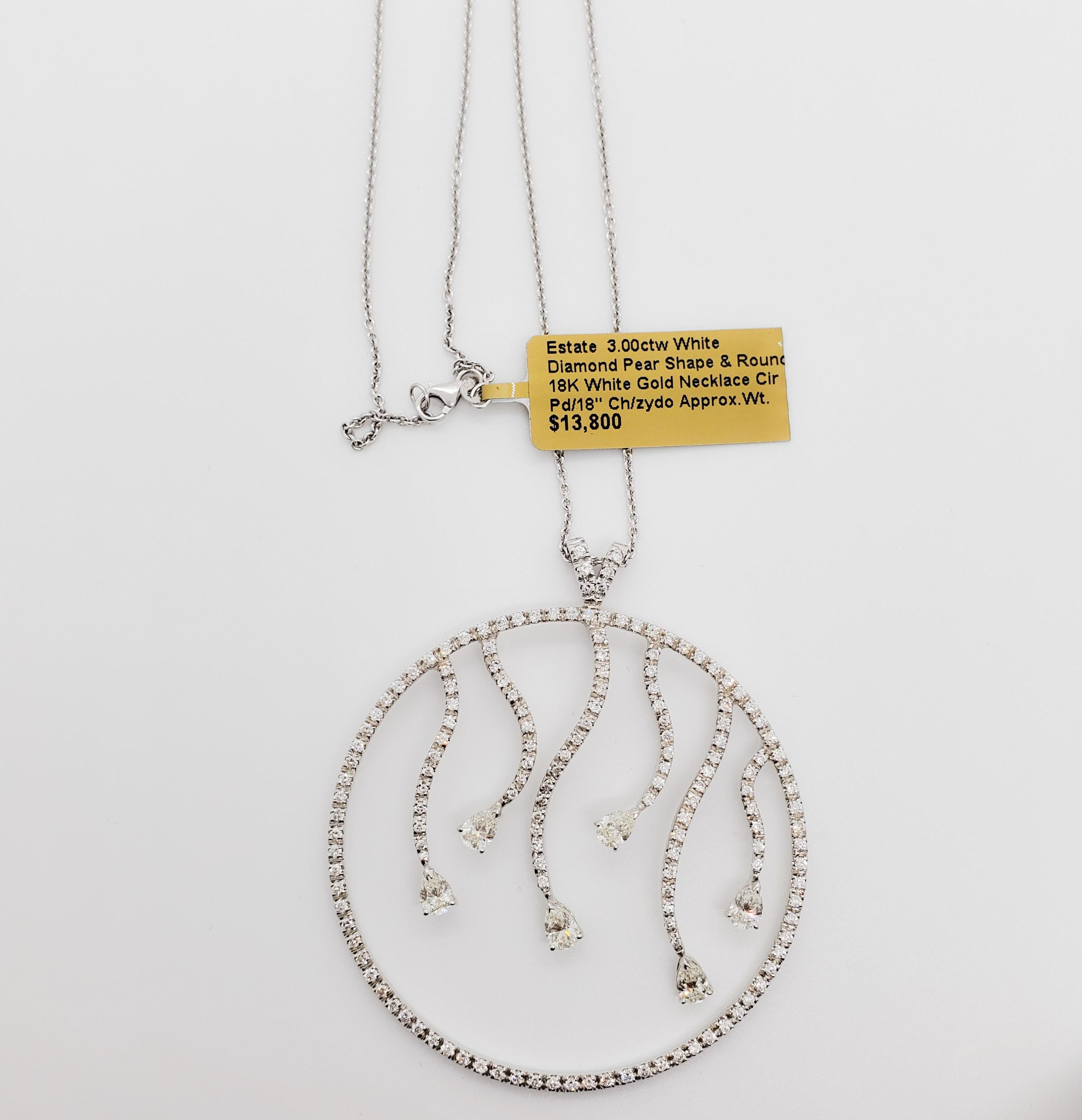 Estate Zydo Diamond Open Circle Pendant Necklace in 18k White Gold For Sale 4