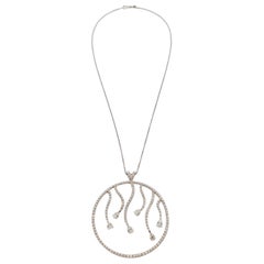 Estate Zydo Diamond Open Circle Pendant Necklace in 18k White Gold