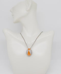 Estate Zydo Pendant Necklace with Enamel and Diamonds in 18k White Gold