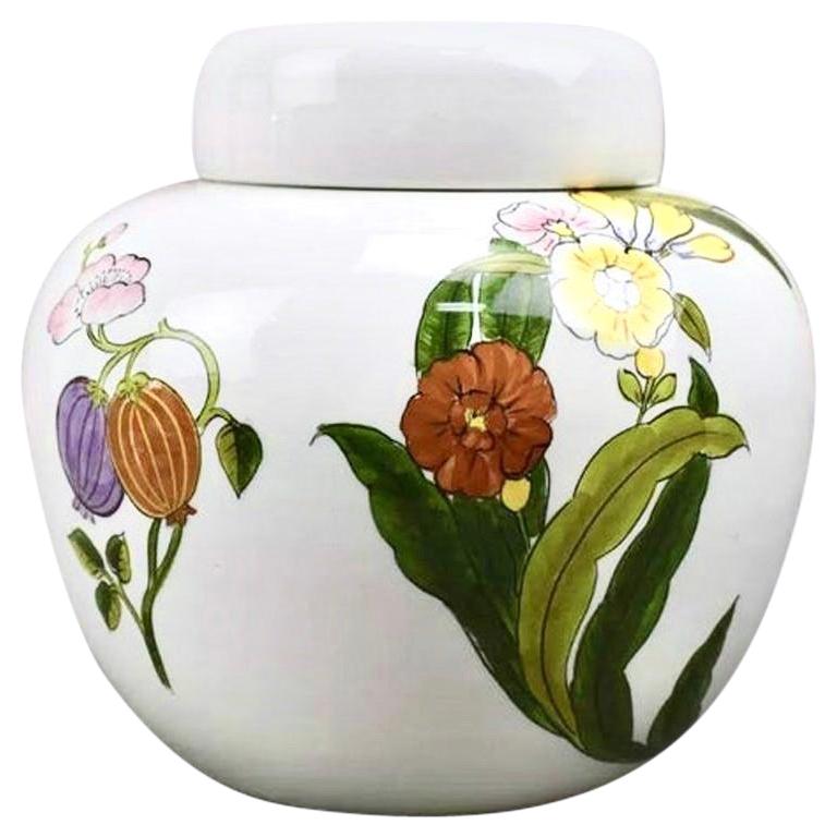 Este Ceramiche for Tiffany and Co. Hand Painted Floral Porcelain Vase and  Lid, Urn For Sale at 1stDibs