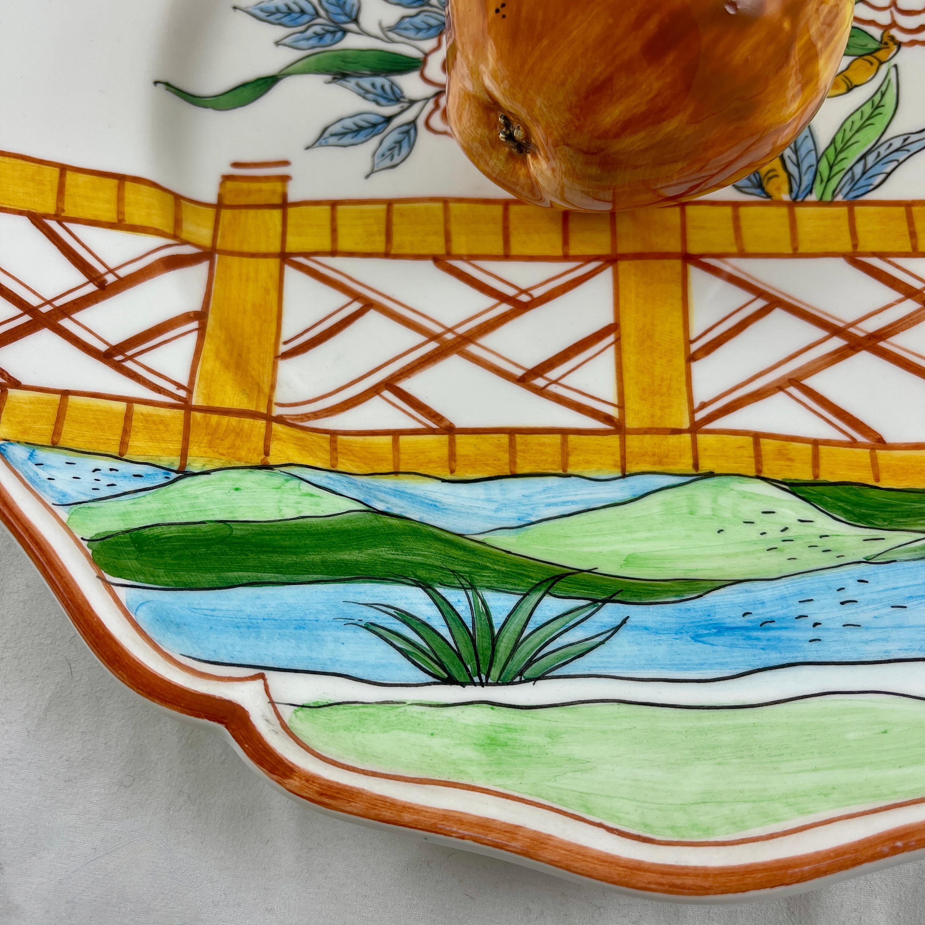 Este Ceramiche for Tiffany & Co. Trompe l’Oeil Pear on Chinoiserie Wall Plaque 4