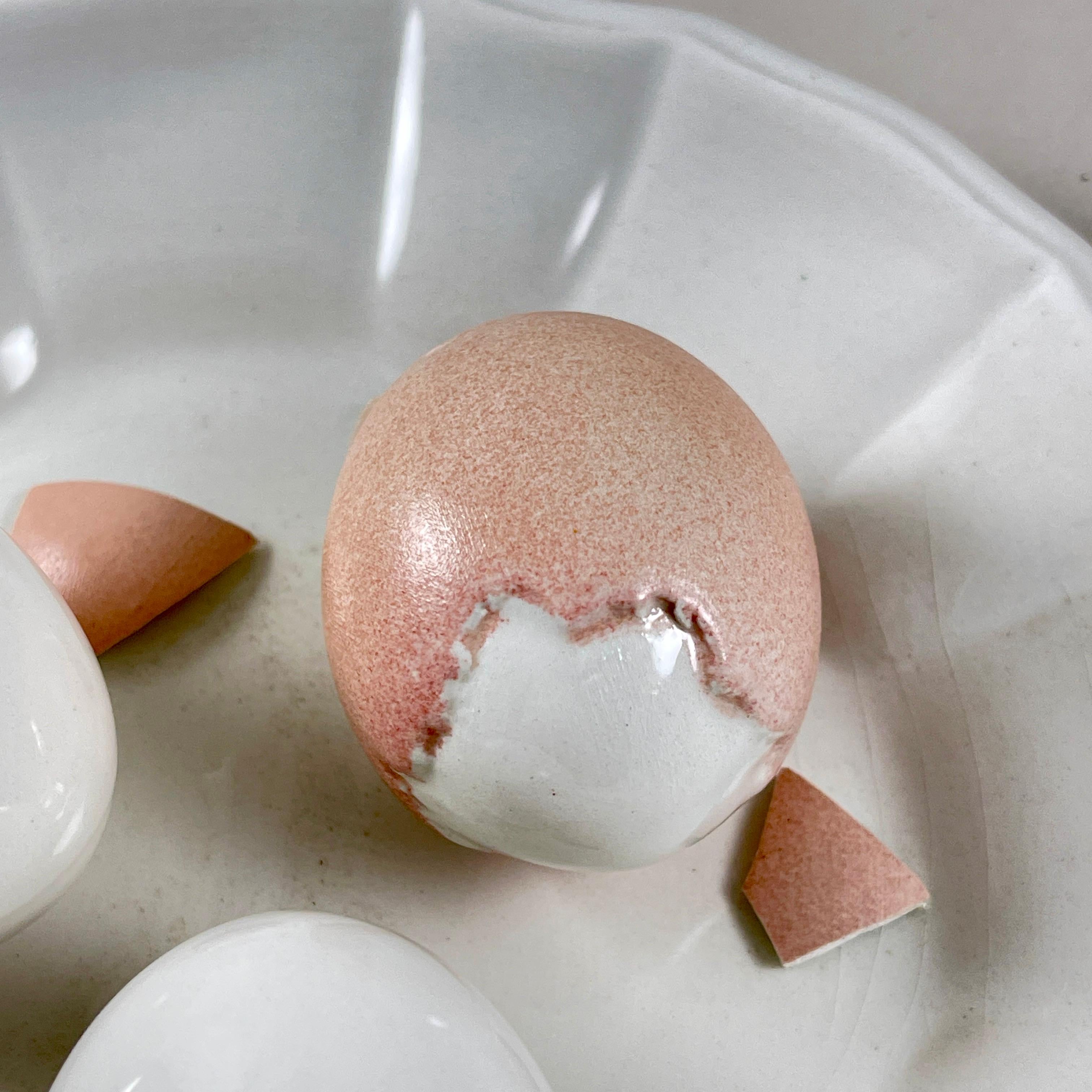 Earthenware Este Ceramiche Trompe l’Oeil Egg Plate