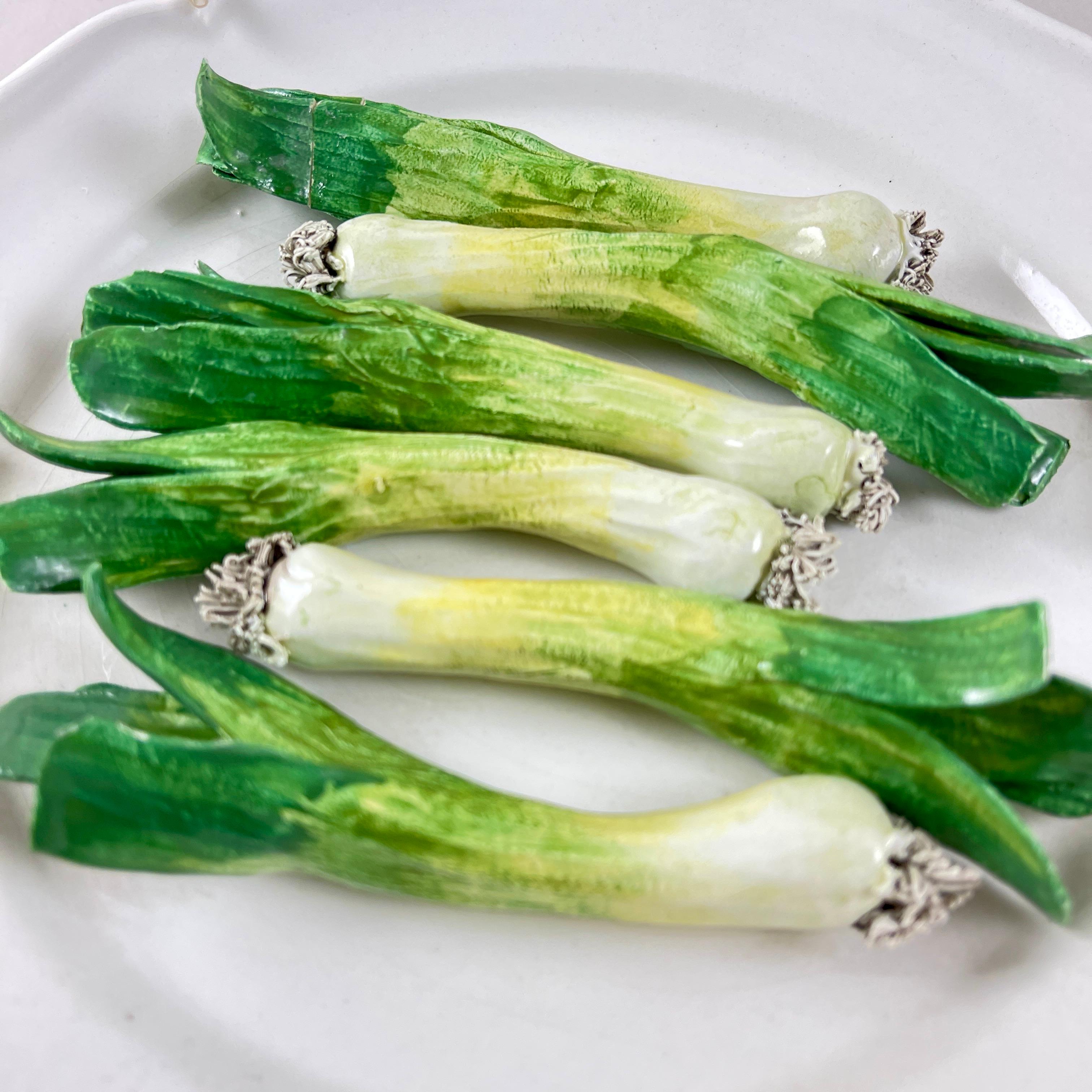 Italian Este Ceramiche Trompe l’Oeil Green Onions Plate