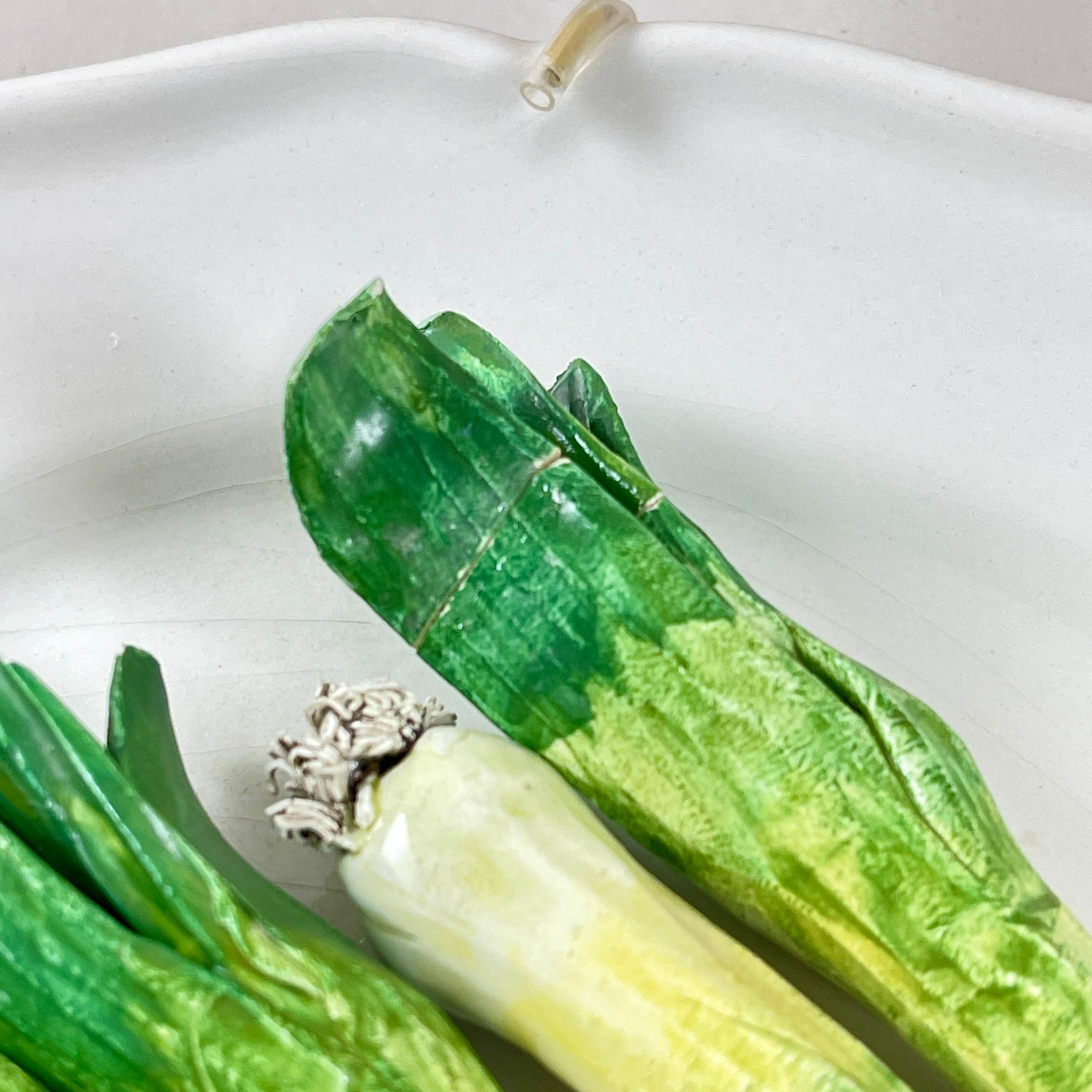 Mid-20th Century Este Ceramiche Trompe l’Oeil Green Onions Plate