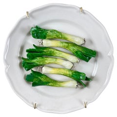 Este Ceramiche Trompe l’Oeil Green Onions Plate