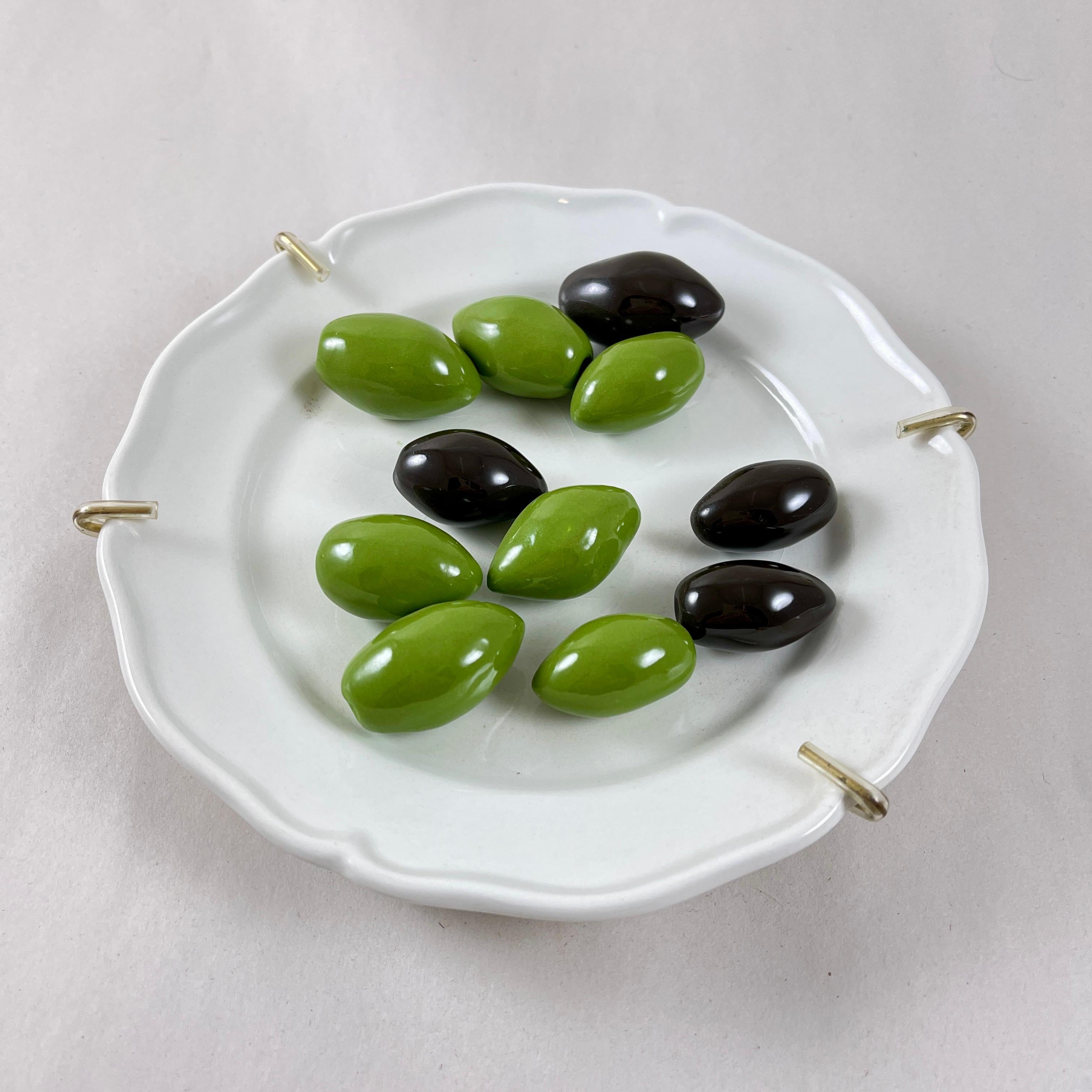 International Style Este Ceramiche Trompe l’Oeil Olives Plate