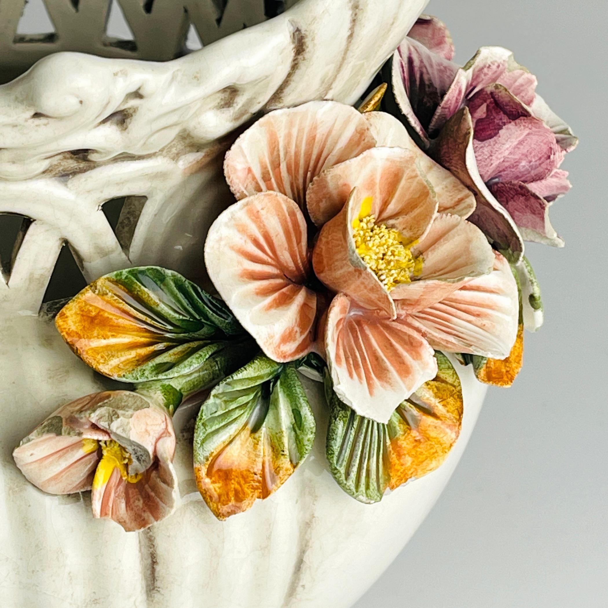 XX secolo Vaso di ceramica Este con fiori Italia anni '50 in vendita