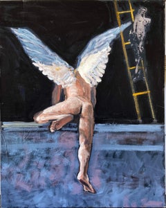 Arak, male nude angel climbing wall
