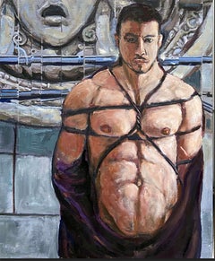 Bondage-Medusa, male figure, classical architecture details mythical realism