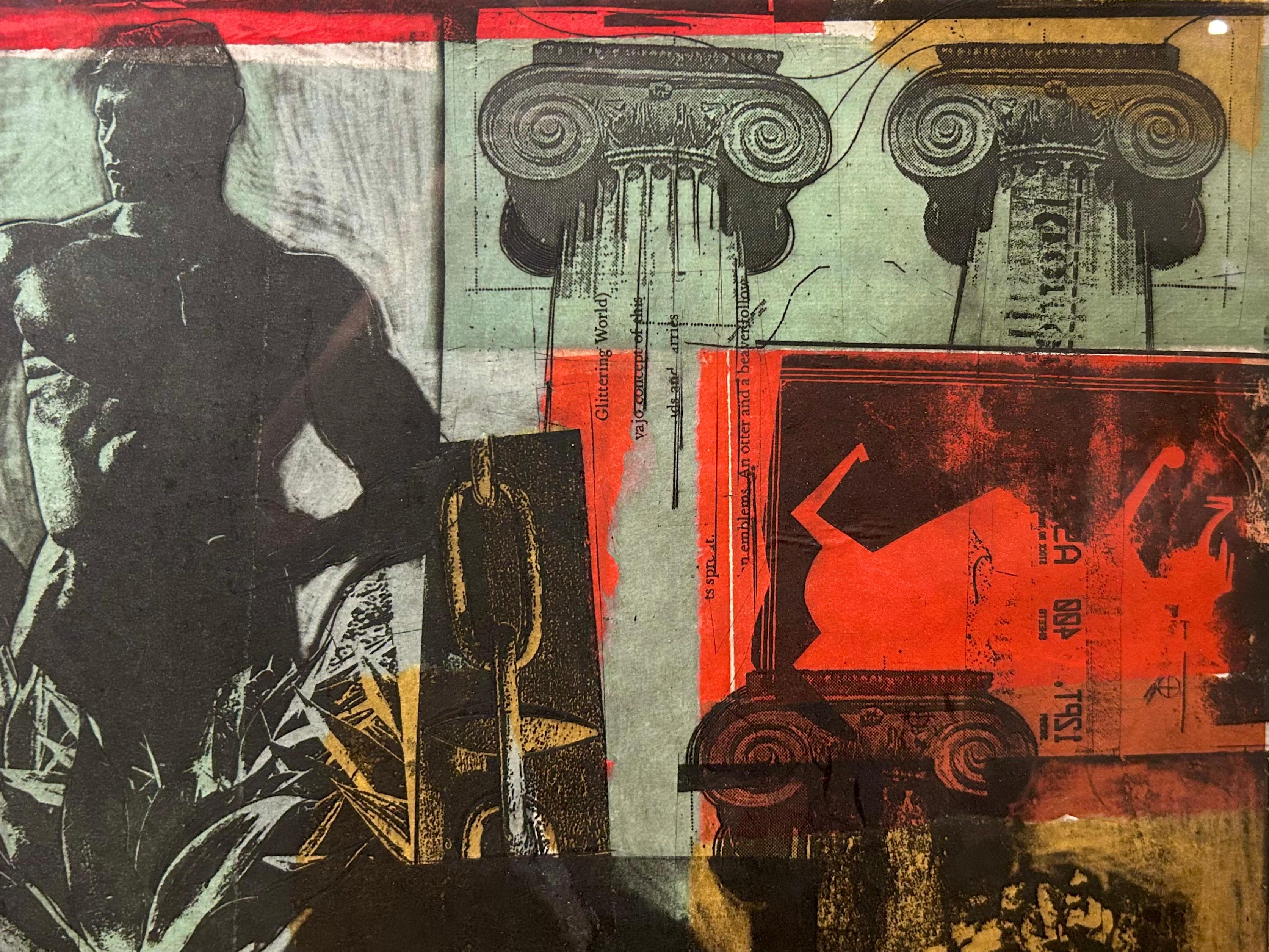 Frida and Diego, lithograph, abstract composition w portraits of iconic artists - American Modern Print by Esteban Chavez