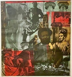 Frida y Diego, litografía, composición abstracta con retratos de artistas icónicos
