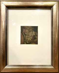 Männlicher Akt, gerahmter handgezogener Künstlerabzug, Brauntöne