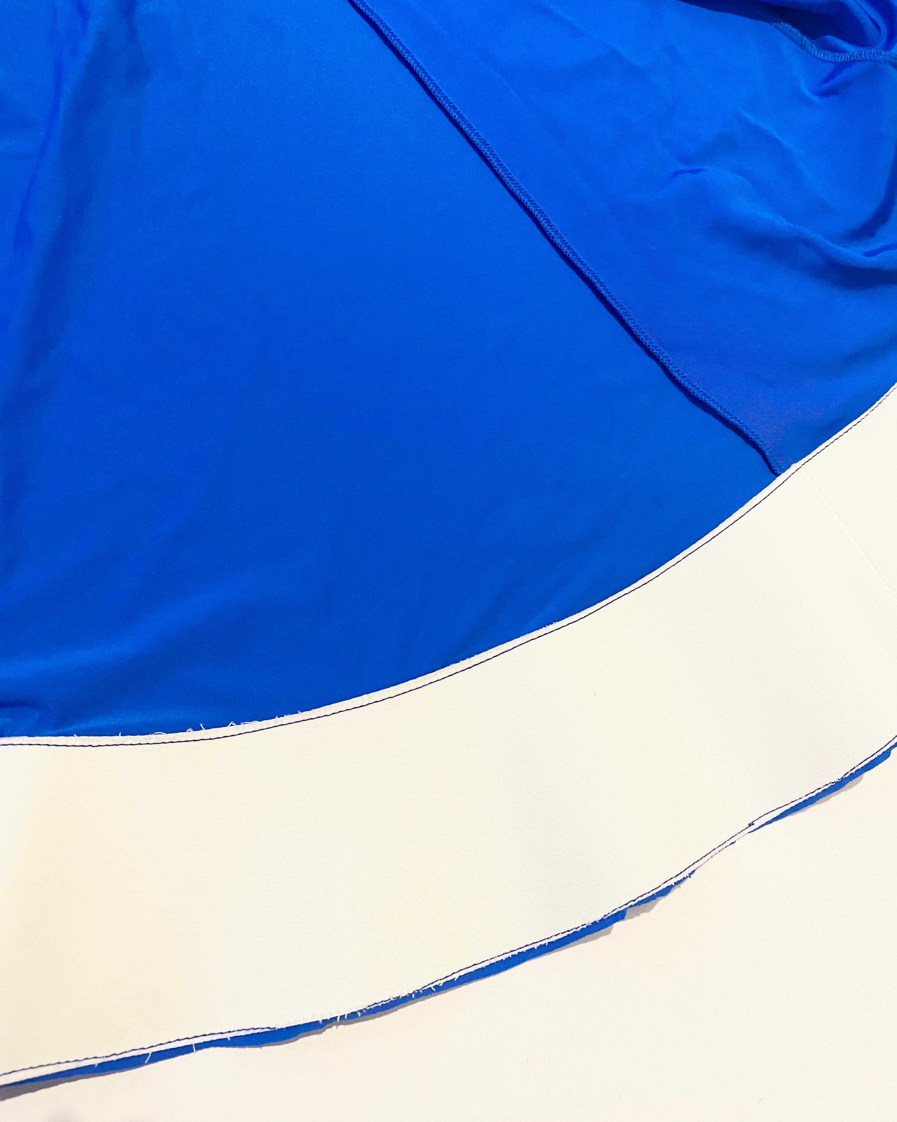 Esteban Cortazar electric blue long sleeve flared midi stretch dress FR 34 For Sale 9
